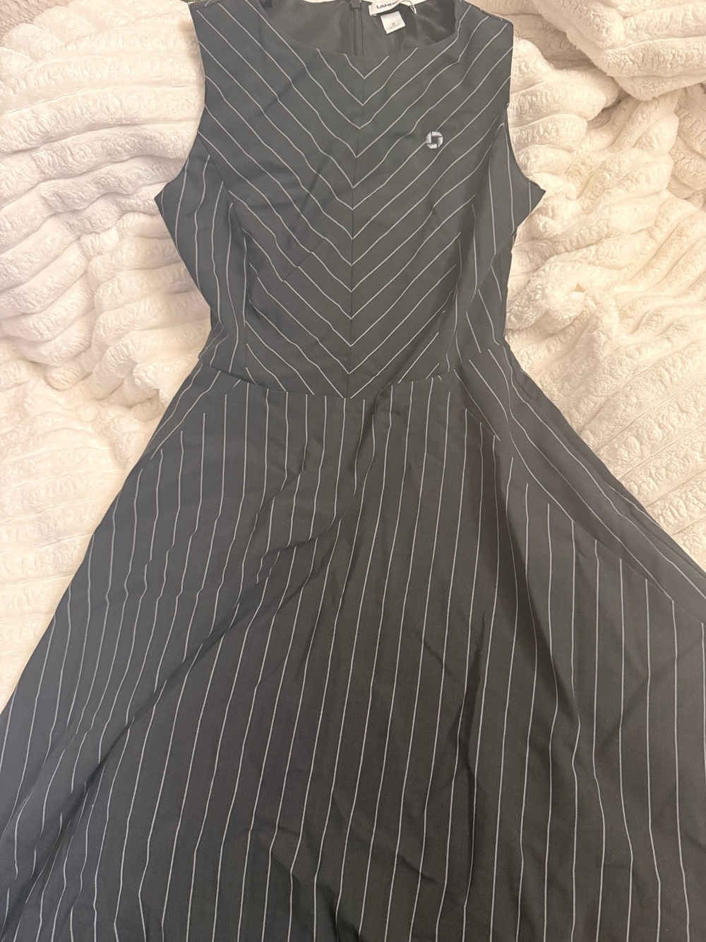 Chase Bank Pinstripe Midi Length Dress
